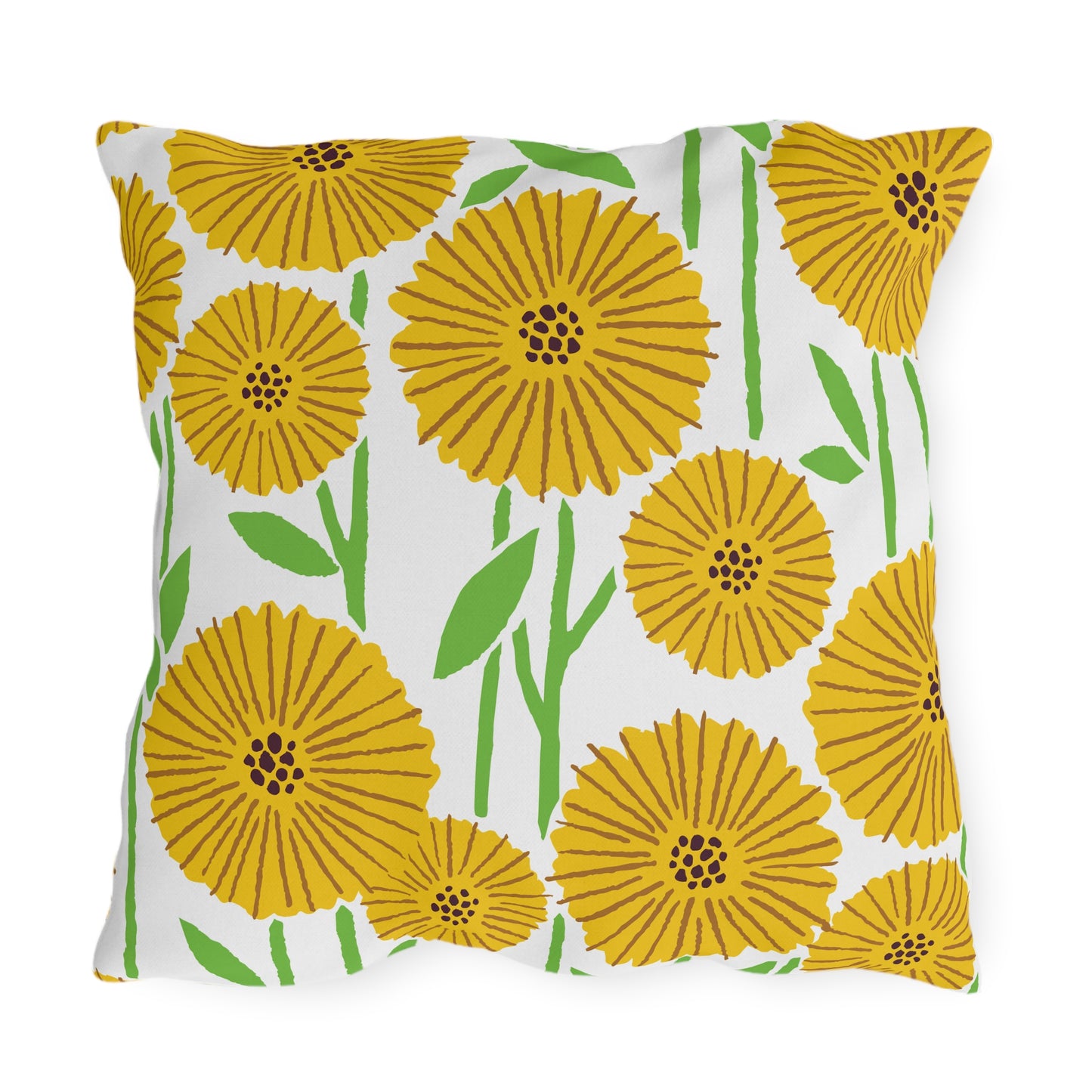 Whimsical Yellow Flower Pattern Outdoor Pillow (FREE SHIPPING)
