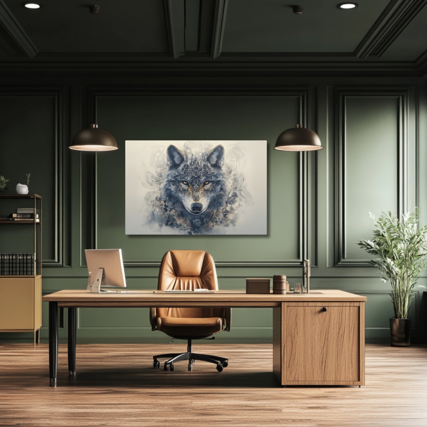 Mystic Grey Wolf Boho Portrait-Print on Wrapped Canvas Wall Art (FREE SHIPPING)