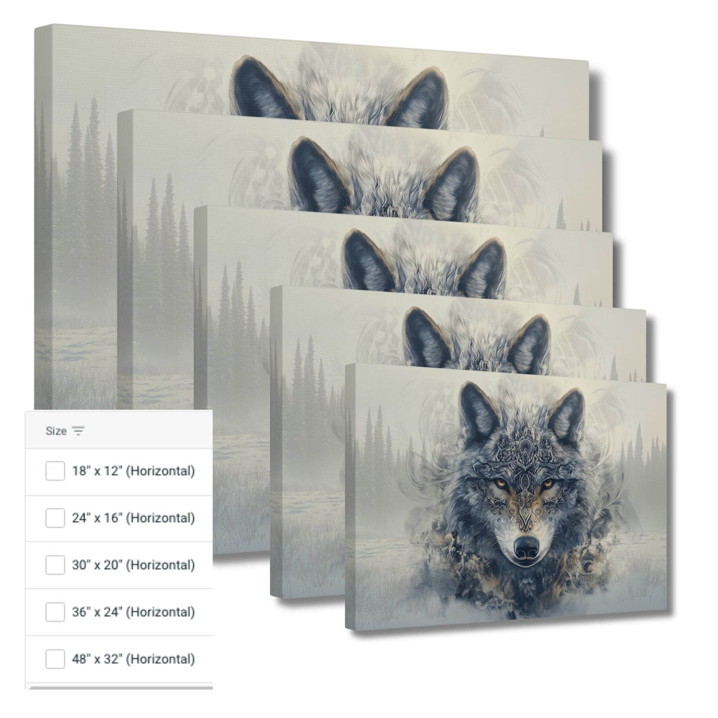 Grey Wolf Snowy Tundra Print on Canvas Wrapped Wall Art (FREE SHIPPING)
