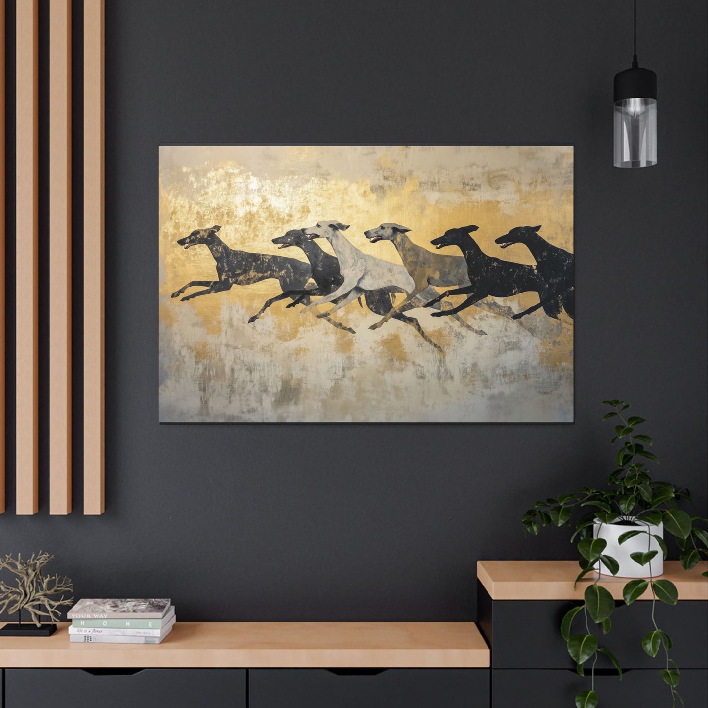 Greyhound Dog Race Print on Wrapped Canvas Wall Art (FREE SHIPPING)