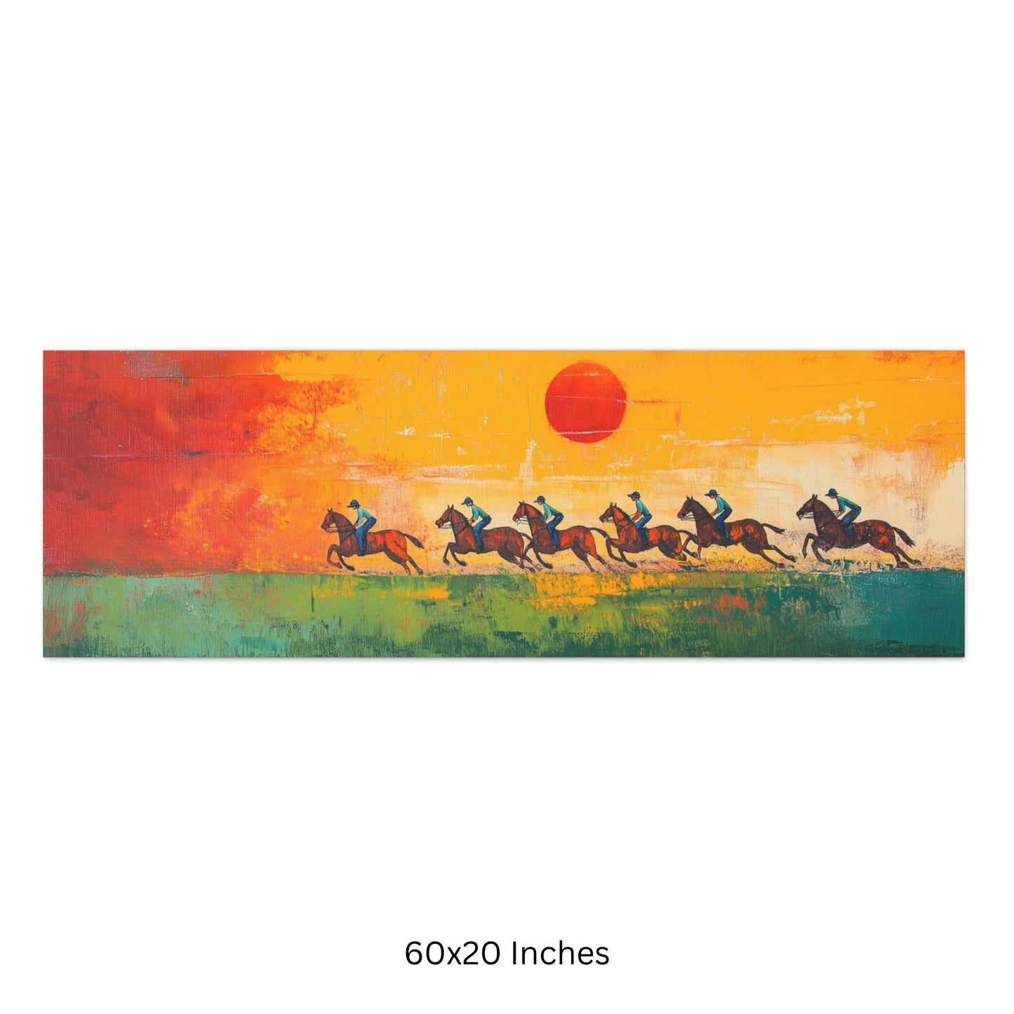 Polo Field Horses Sunset Wall Art, Wrapped Print on Matte Canvas (FREE SHIPPING)