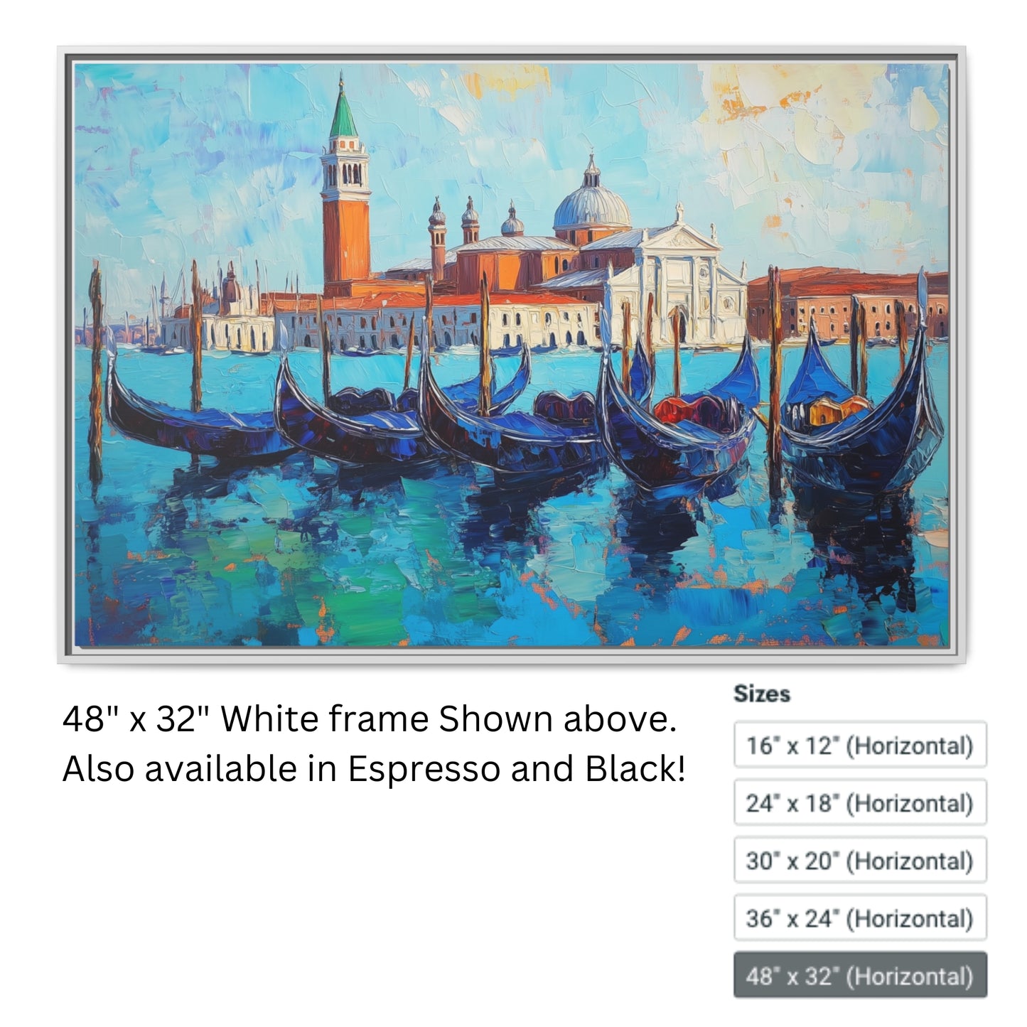 Venice_San Marco Square_Gondolas, Matte Canvas, Framed (Multi-color)
