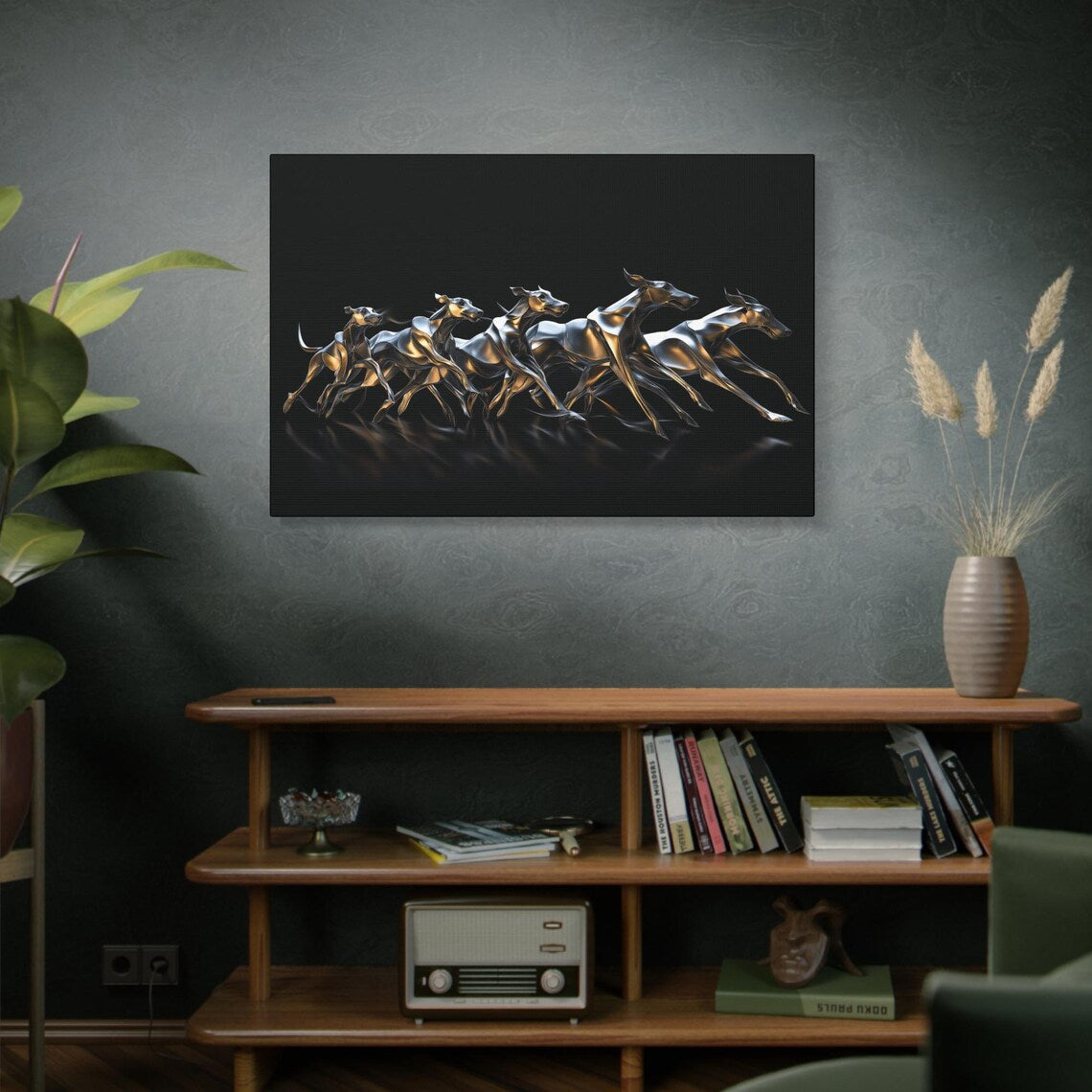 Greyhound Night Dog Race Wrapped Canvas Wall Art (FREE SHIPPING)