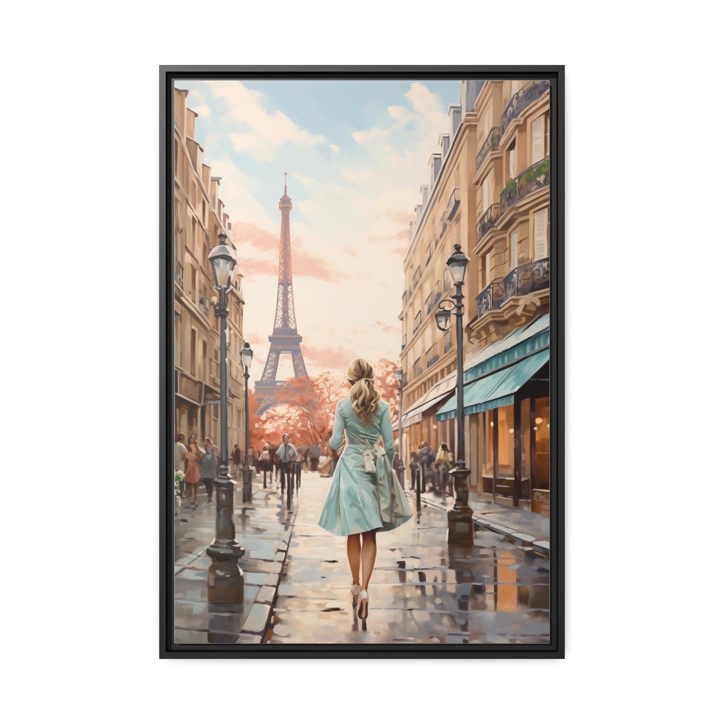 Eiffel Tower Paris in Fall, Framed Print on Matte Canvas Wall Art (FREE SHIPPING)