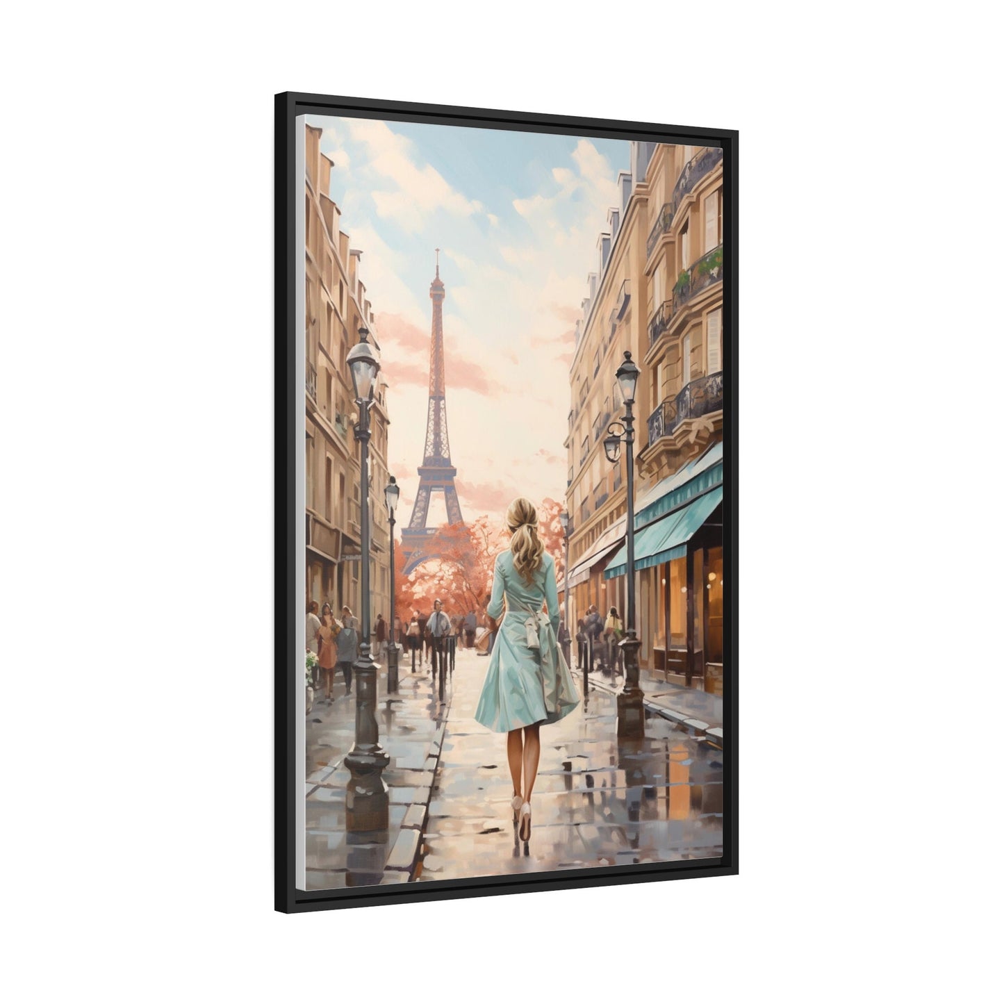 Eiffel Tower Paris in Fall, Framed Print on Matte Canvas Wall Art (FREE SHIPPING)
