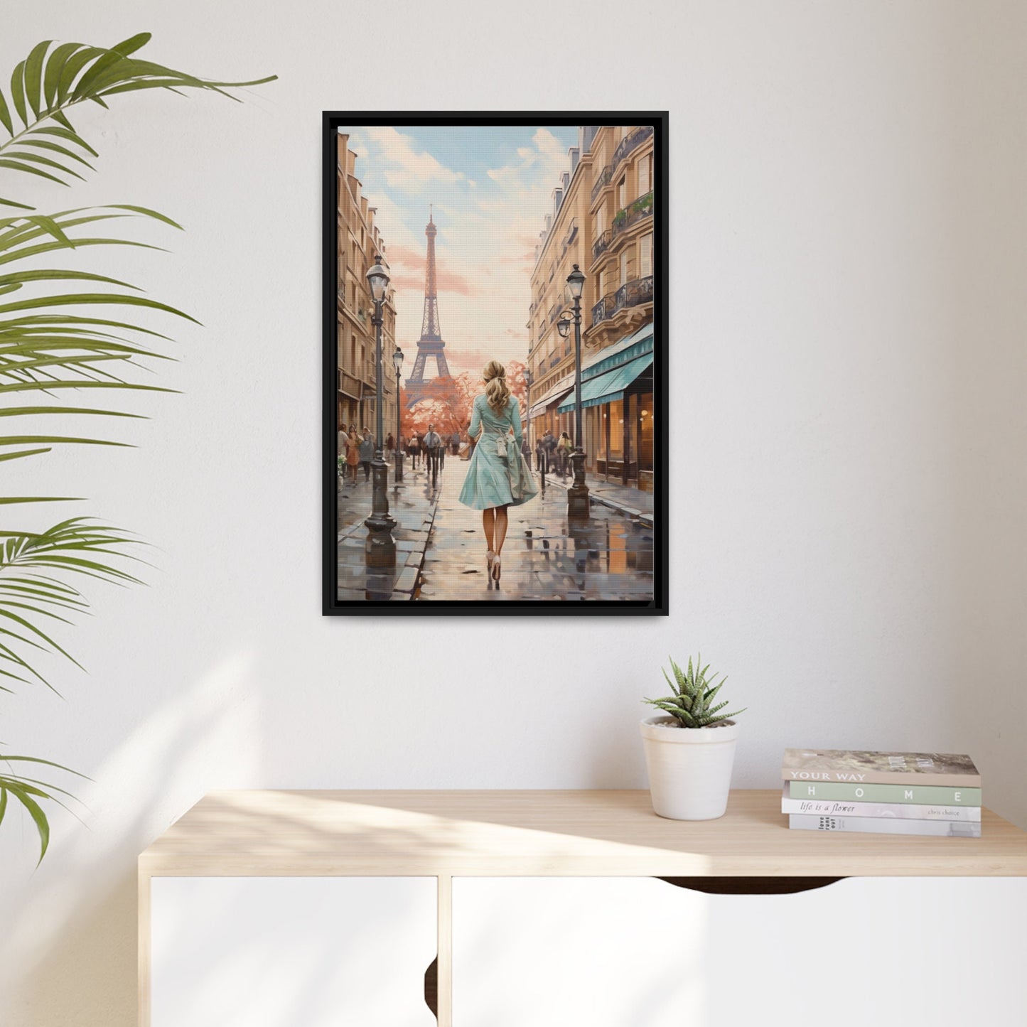 Eiffel Tower Paris in Fall, Framed Print on Matte Canvas Wall Art (FREE SHIPPING)