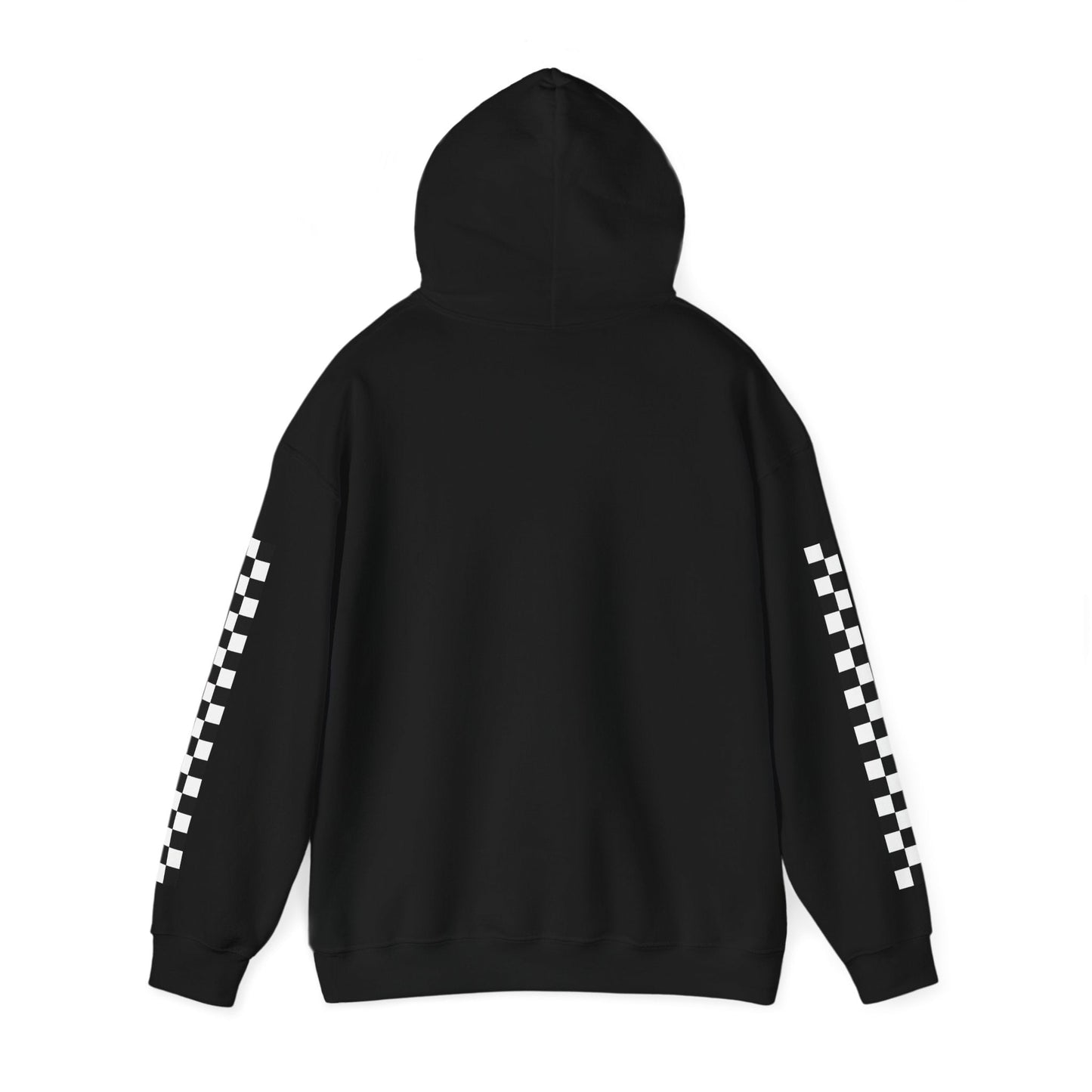 Avenue Road Custom Racing Black Hoodie, Back Side with Hood up