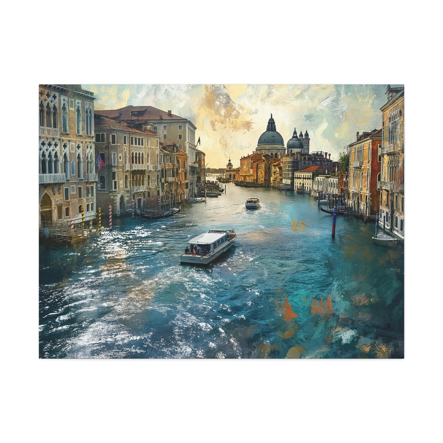 Venice Water Taxi Wall Art, Print of Wrapped Matte Canvas (FREESHIPPING)