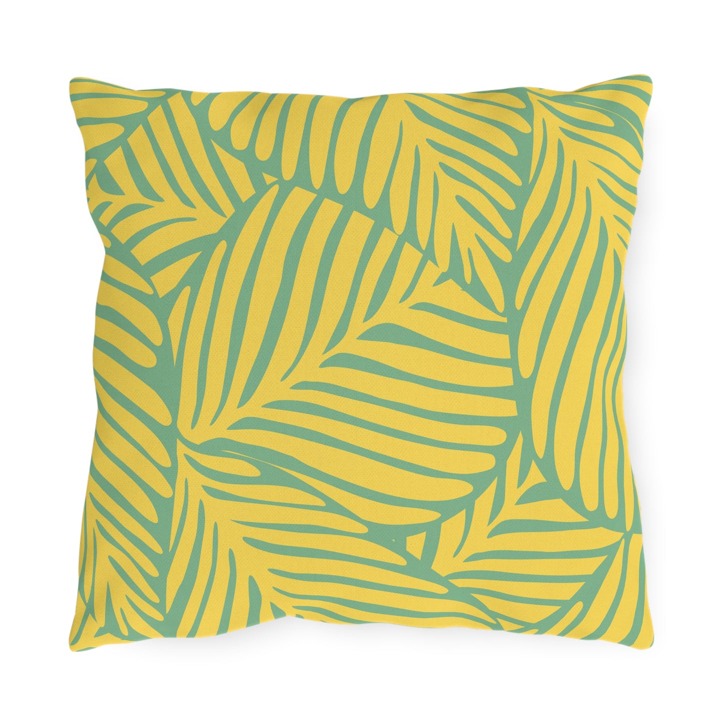 Palm Leaves Yellow Green Pattern Outdoor Pillow (FREE SHIPPING)