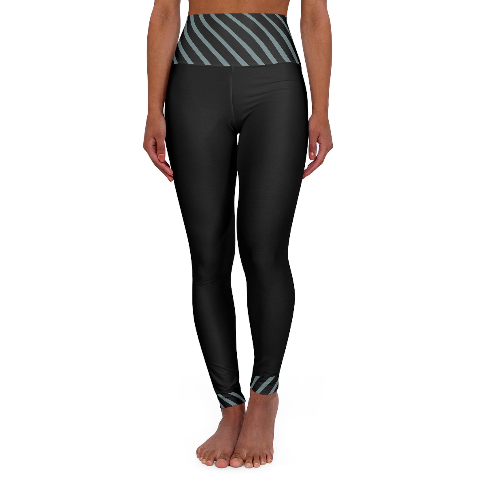 Zebra Pattern Gray on Black Legging_Front View