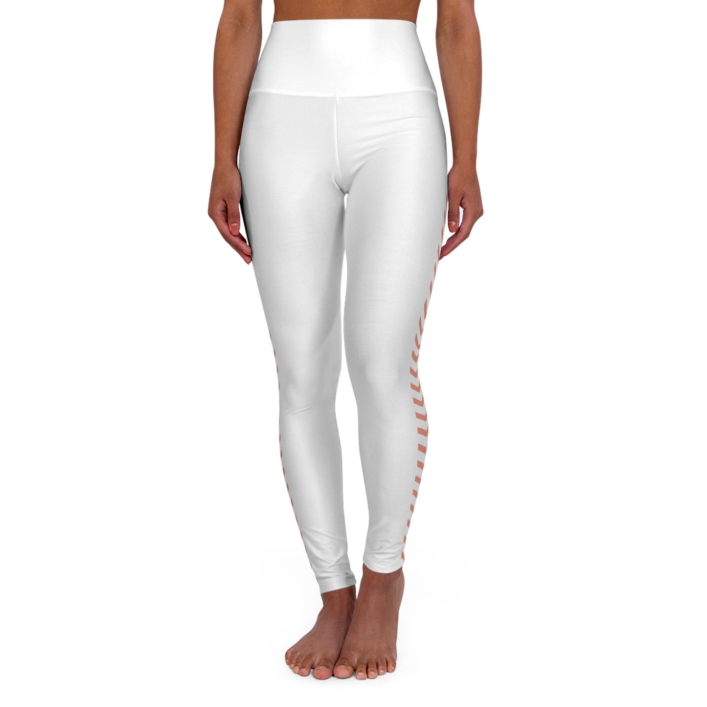 Yoga Legging_Chevron Peach Arrows trim on White_Front View