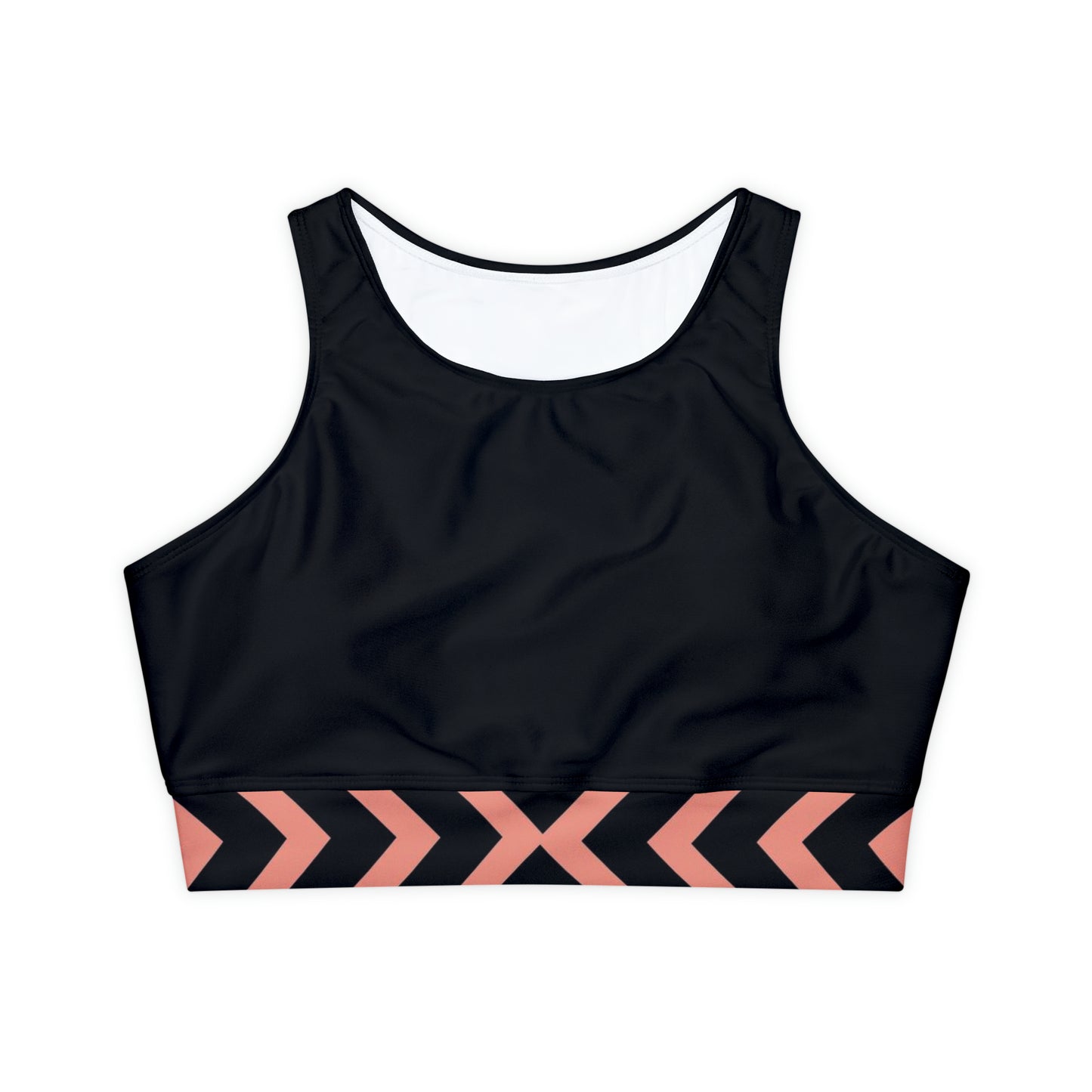 Workout Top_Chevron Arrow pattern_Peach_Bra Front