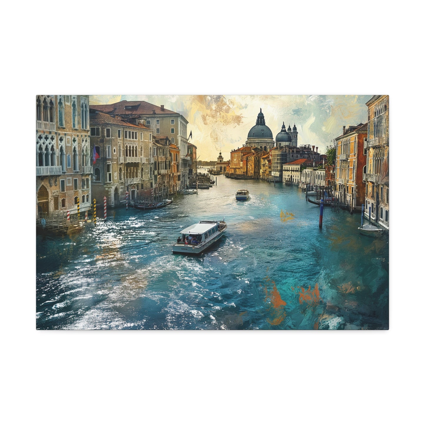 Venice Water Taxi Wall Art, Print of Wrapped Matte Canvas (FREESHIPPING)