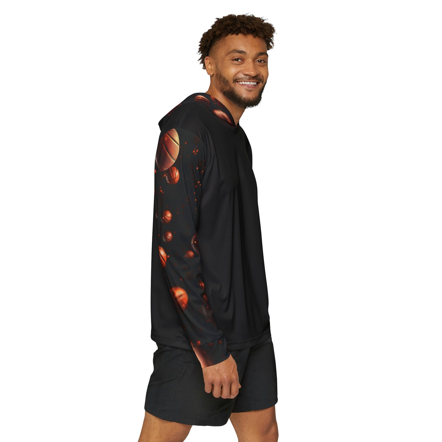 Sleeve Print Basketball Warmup Hoodie