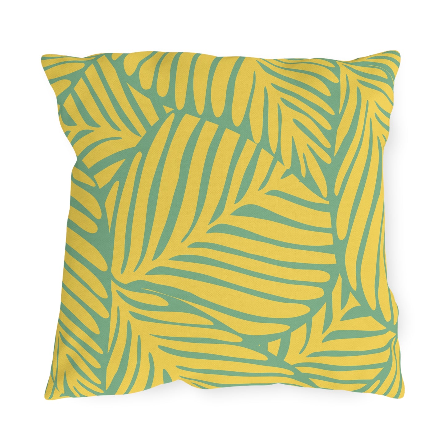 Palm Leaves Yellow Green Pattern Outdoor Pillow (FREE SHIPPING)