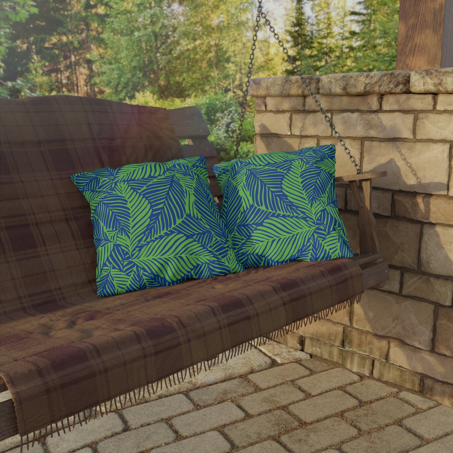 Green Blue Leaves Outdoor Pillows (FREE SHIPPING)