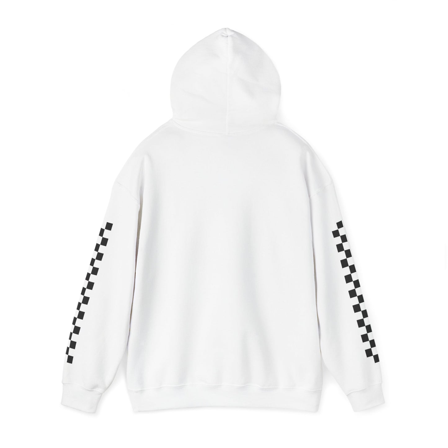 Avenue Road Custom Racing White Hoodie, Back Side with Hood up