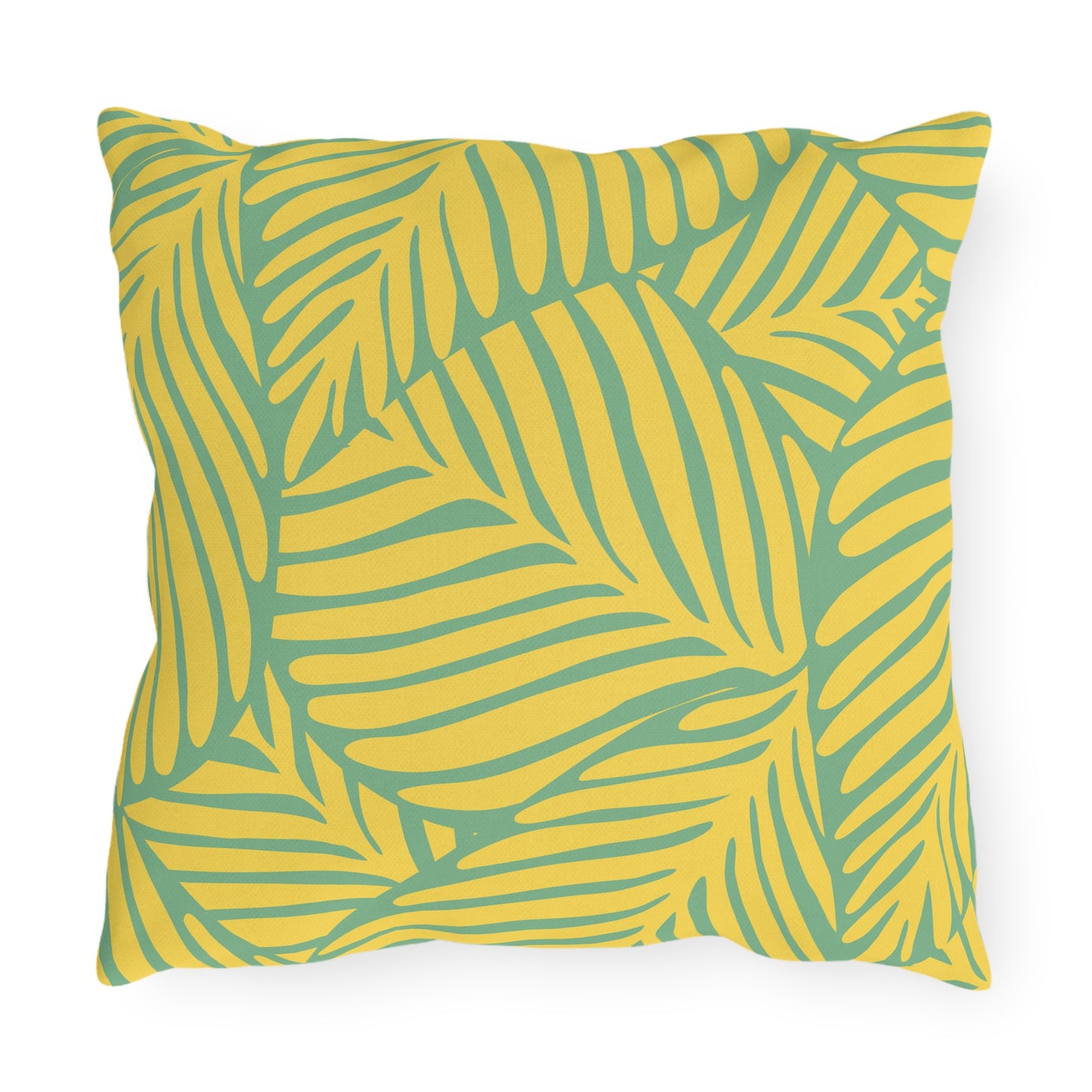 Palm Leaves Yellow Green Pattern Outdoor Pillow (FREE SHIPPING)