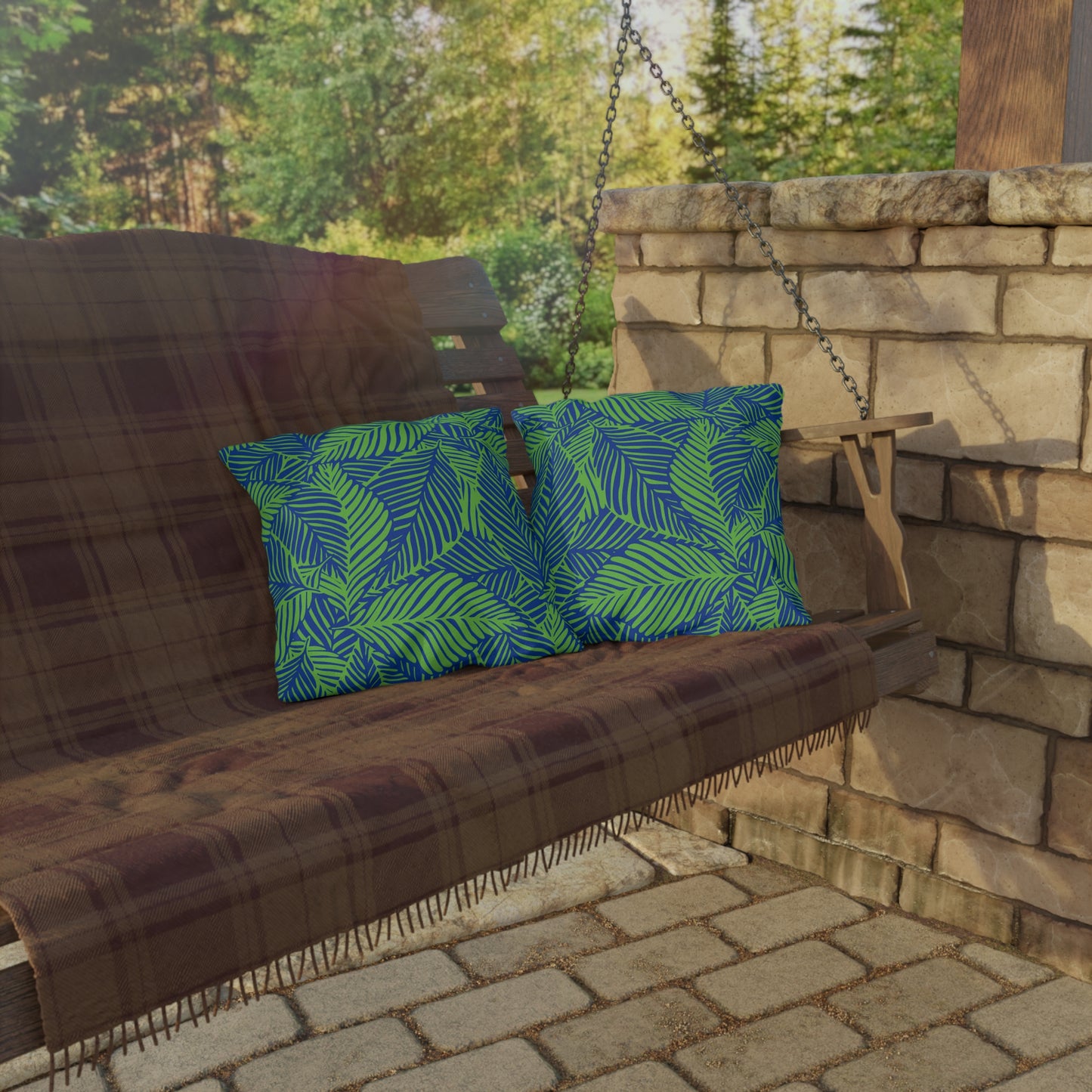 Green Blue Leaves Outdoor Pillows (FREE SHIPPING)
