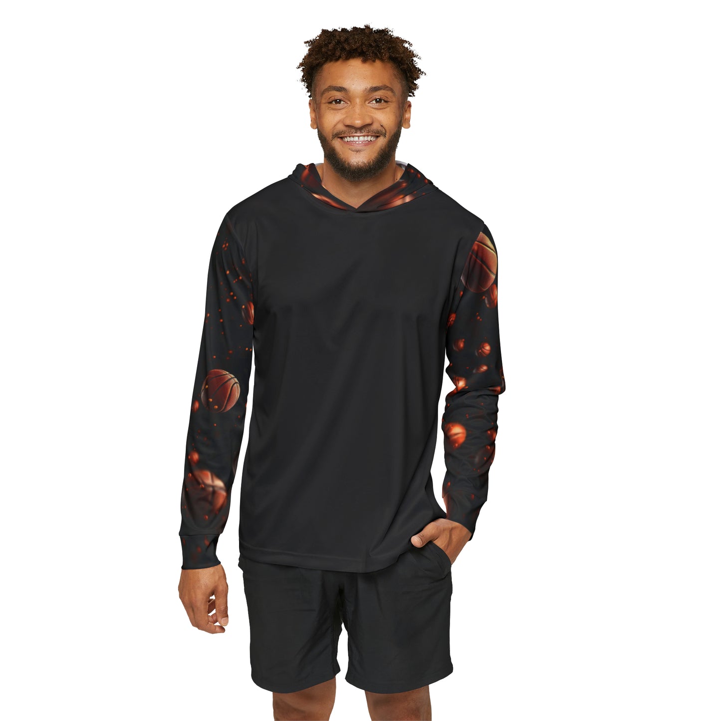 Sleeve Print Basketball Warmup Hoodie