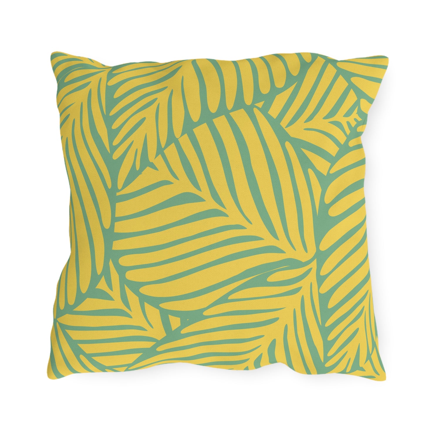 Palm Leaves Yellow Green Pattern Outdoor Pillow (FREE SHIPPING)