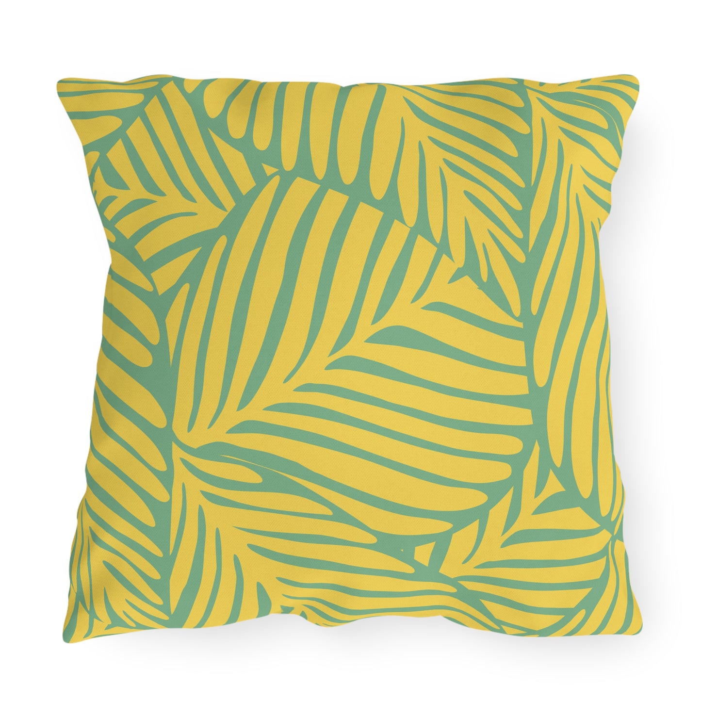 Palm Leaves Yellow Green Pattern Outdoor Pillow (FREE SHIPPING)