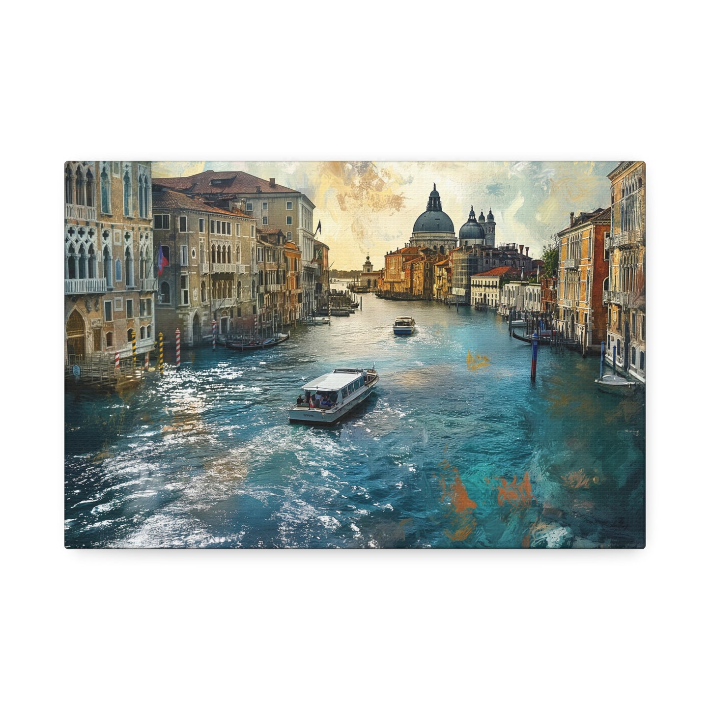 Venice Water Taxi Wall Art, Print of Wrapped Matte Canvas (FREESHIPPING)