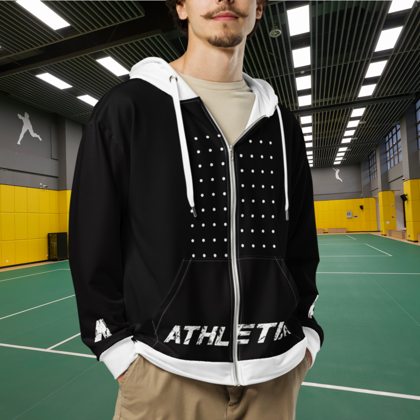 Athletica Black & White Designer hooded sweater_Male Model