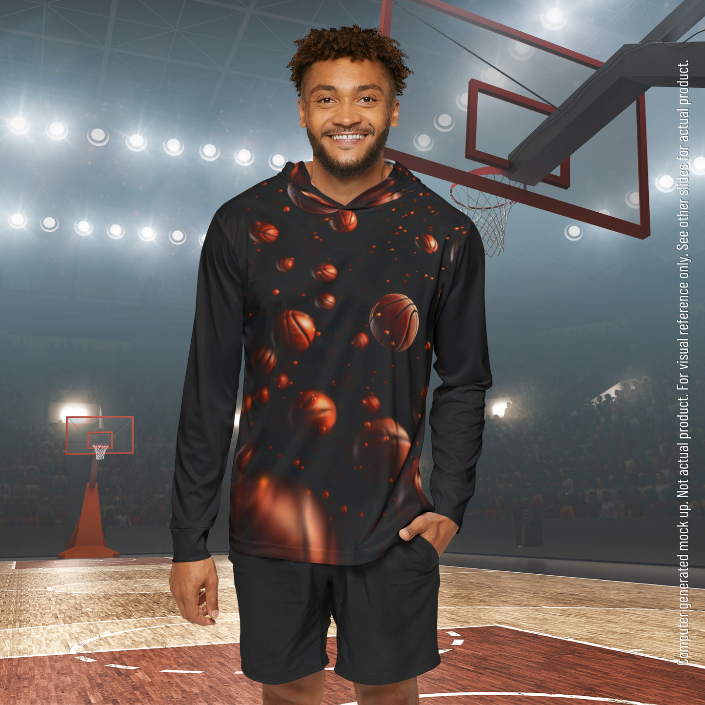 Basketball Print warm up Hoodie_Duotone_Model Front