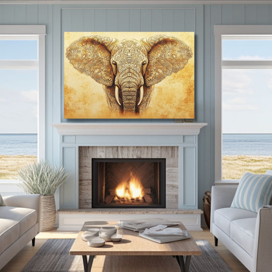 Boho Earthy Elephant Wall Art, Wrapped Matte Canvas, Stretched, 1.25" (FREE SHIPPING)