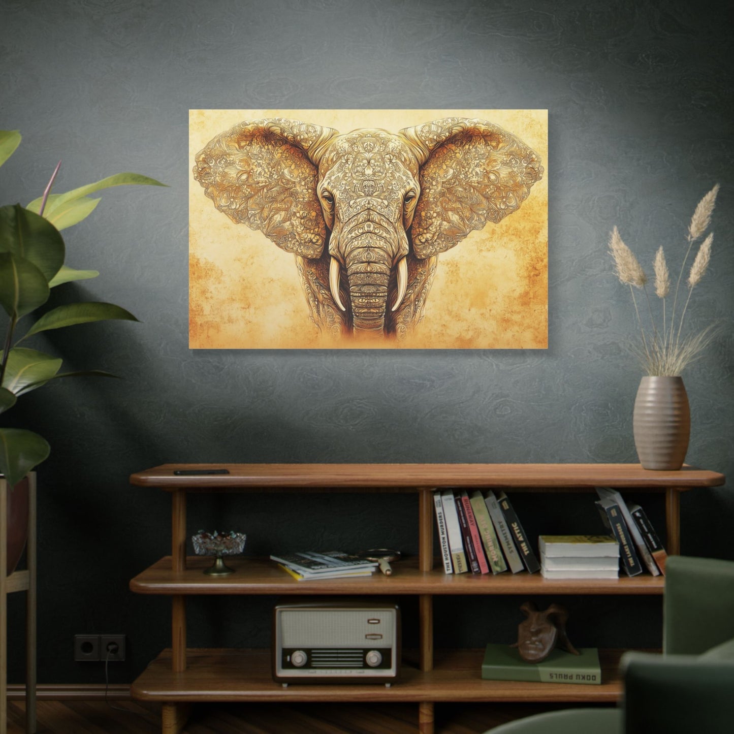 Boho Earthy Elephant Wall Art, Wrapped Matte Canvas, Stretched, 1.25" (FREE SHIPPING)