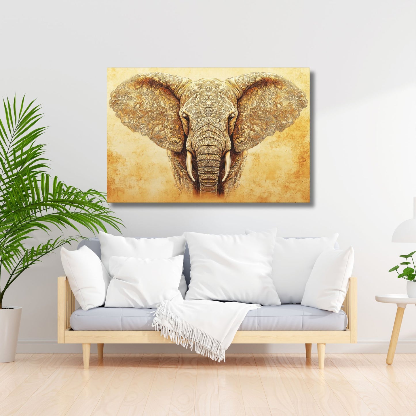 Boho Earthy Elephant Wall Art, Wrapped Matte Canvas, Stretched, 1.25" (FREE SHIPPING)