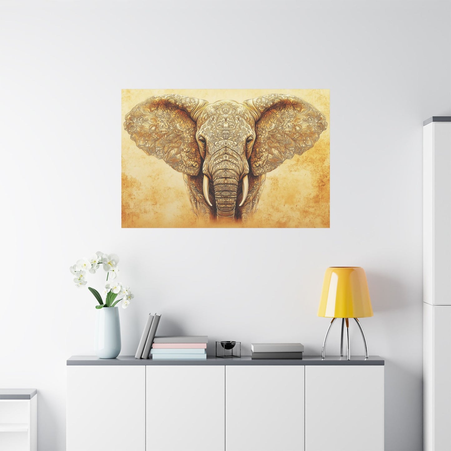 Boho Earthy Elephant Wall Art, Wrapped Matte Canvas, Stretched, 1.25" (FREE SHIPPING)
