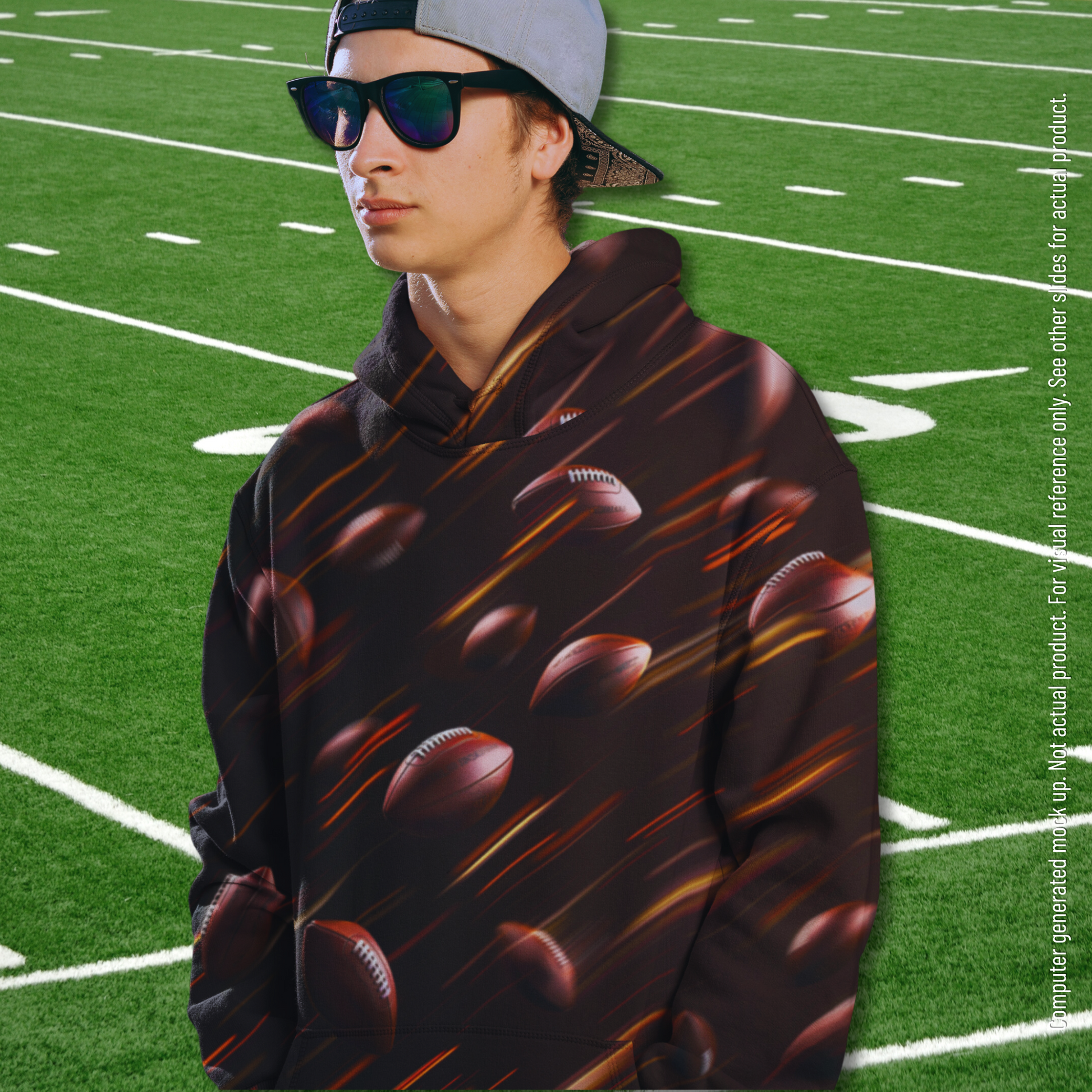 Football-Print warm up Hoodie_Young Man wearing glasses