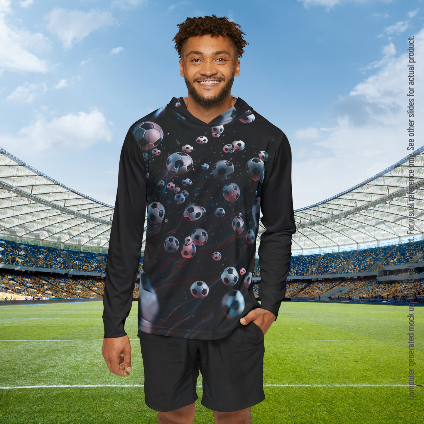 Football-Soccer Print warm up Hoodie_Duotone_Model Front