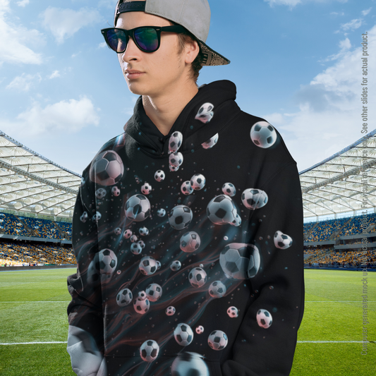 Football-Soccer Print warm up Hoodie_Young Man wearing glasses