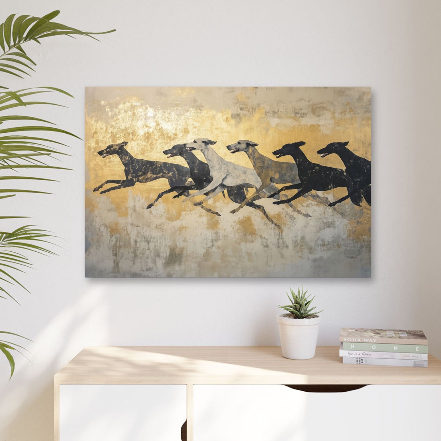 Greyhound Dog Race Print on Wrapped Canvas Wall Art (FREE SHIPPING)