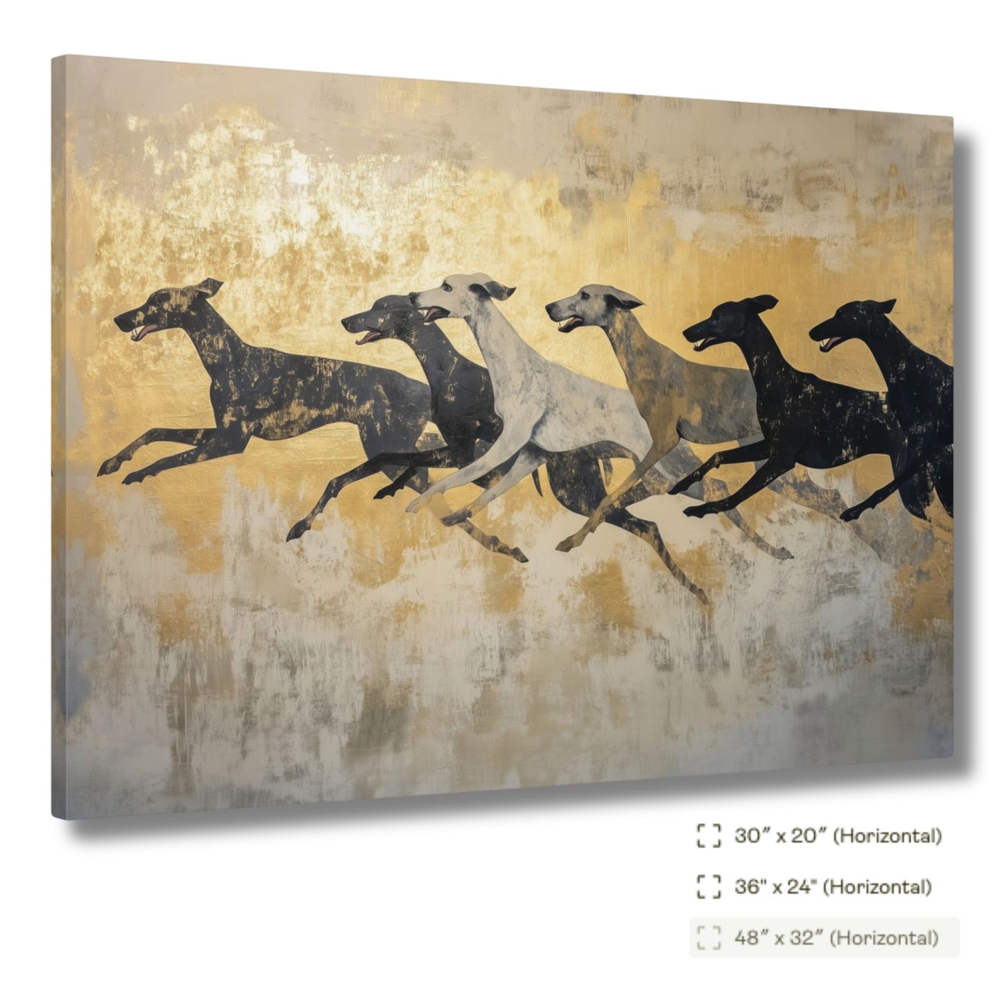 Greyhound Dog Race Print on Wrapped Canvas Wall Art (FREE SHIPPING)