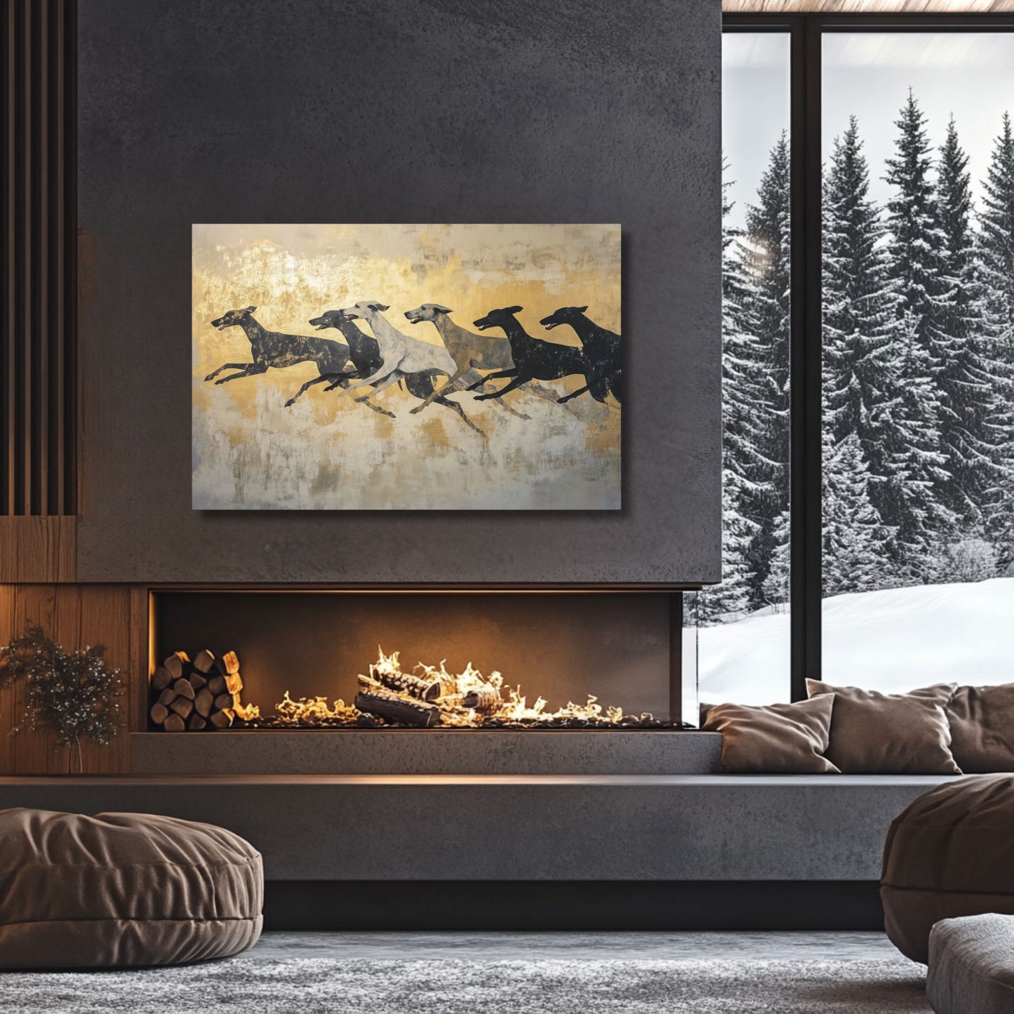 Greyhound Dog Race Print on Wrapped Canvas Wall Art (FREE SHIPPING)