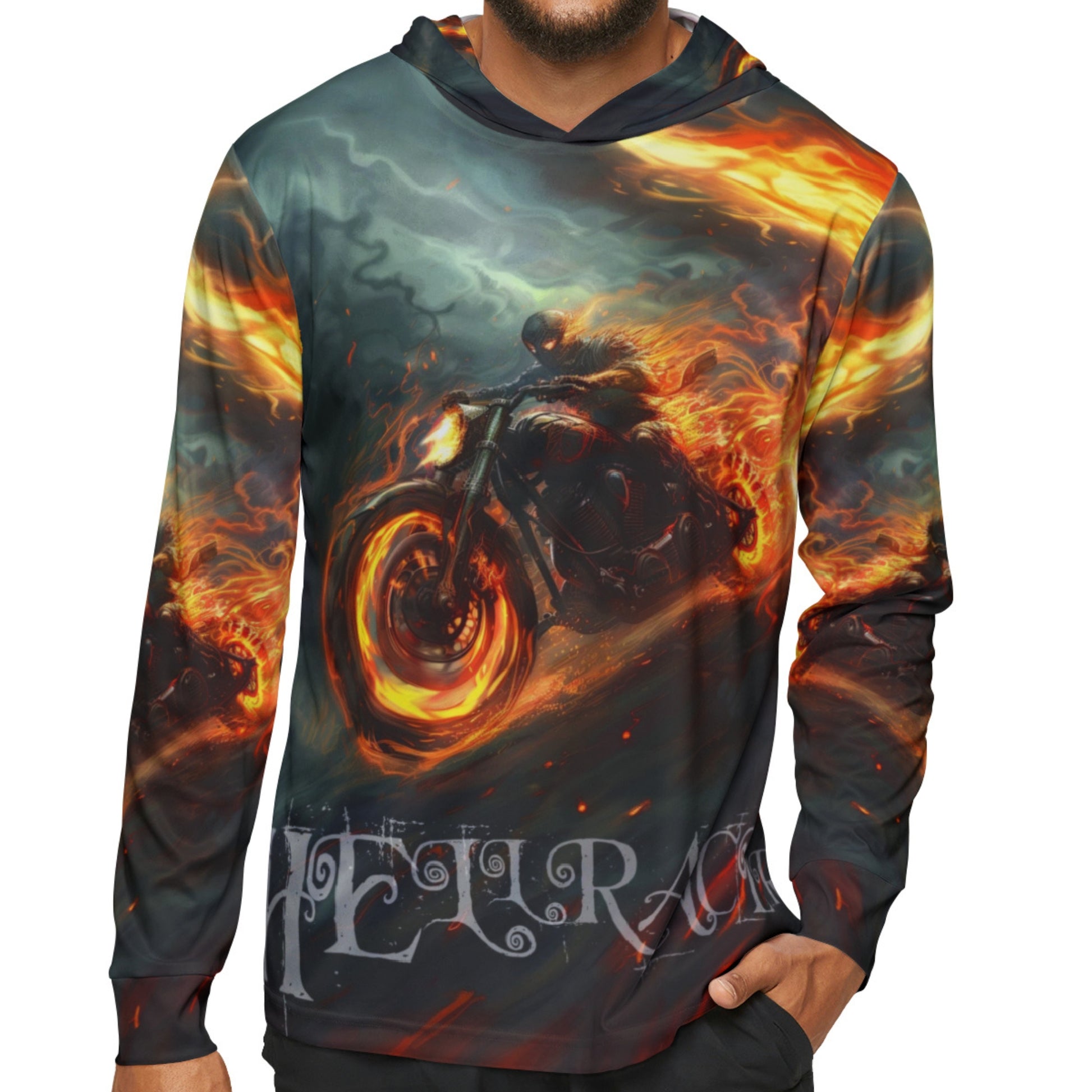 Avenue Road Custom_Motorcycle Hoodie, Model Front View