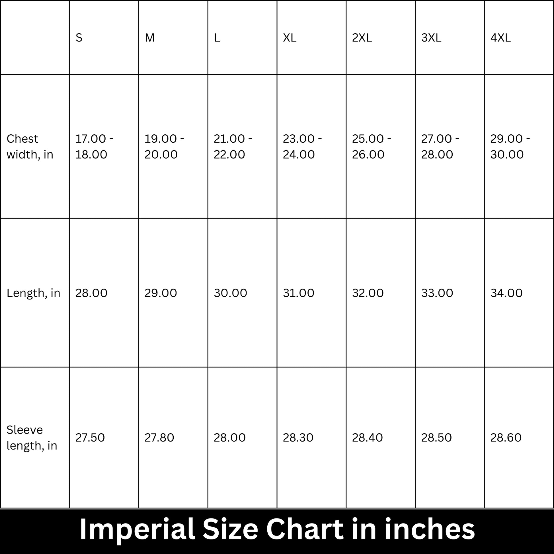 Hoodie Size Chart_Inches