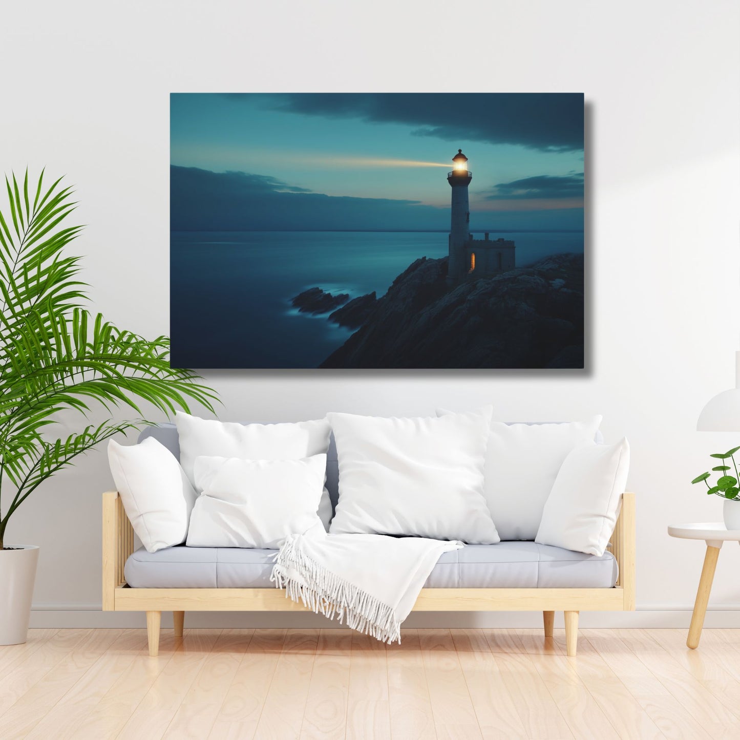 Lighthouse at Dusk Wall Art, Print on Wrapped Matte Canvas (FREE SHIPPING)