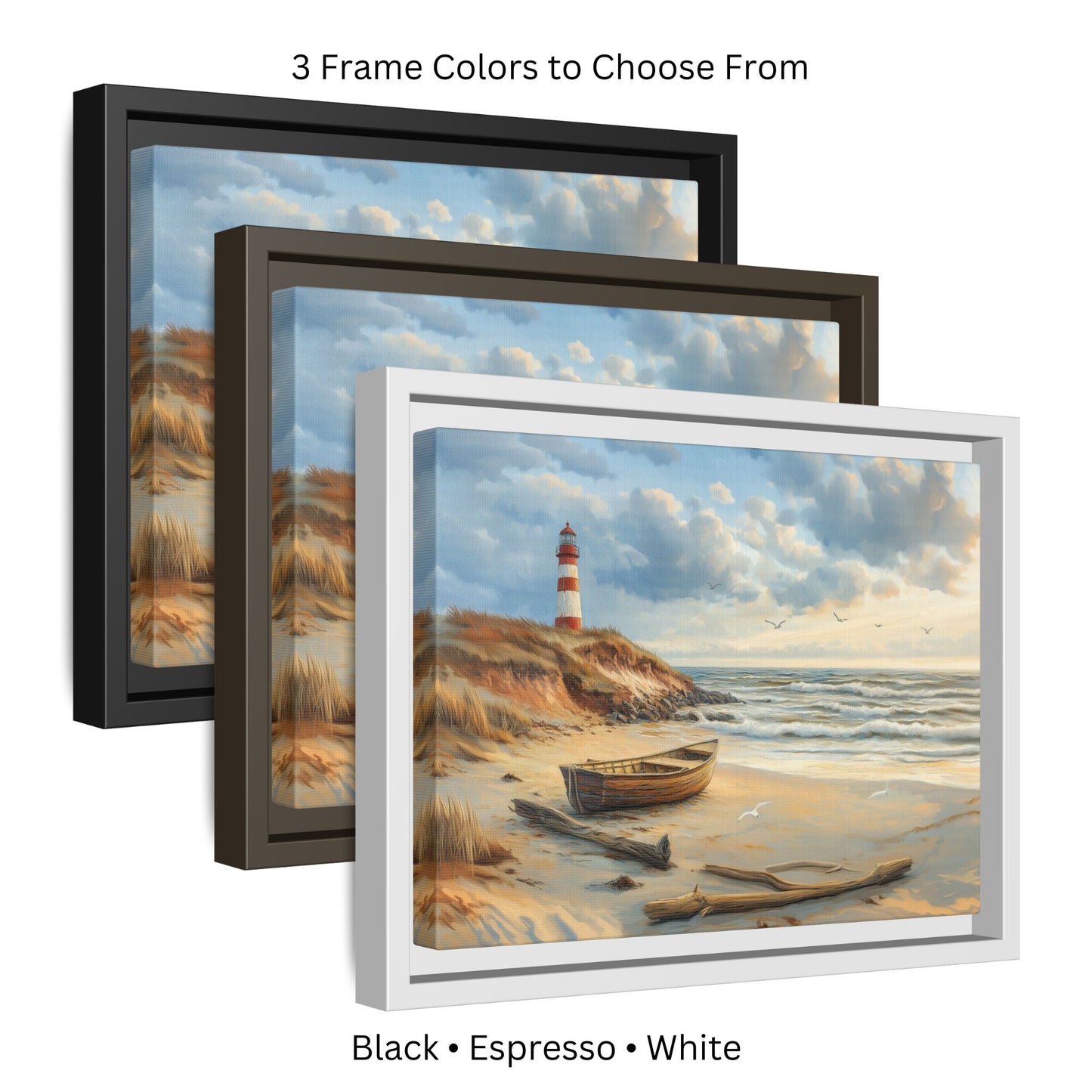 Lighthouse on a cliff Wall Art, Framed Print on Matte Canvas (FREE SHIPPING)
