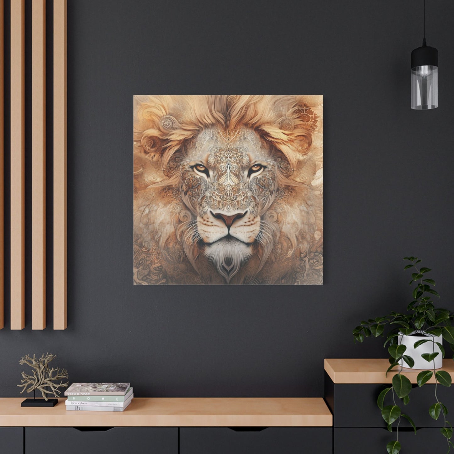 Boho Lion Portrait Wall Art_Matte Canvas with Stretched Frame (FREE SHIPPING)