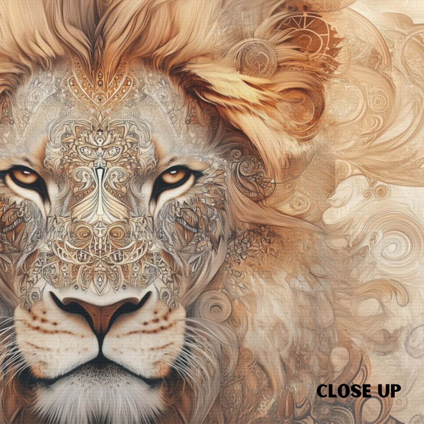 Boho Lion Portrait Wall Art_Matte Canvas with Stretched Frame (FREE SHIPPING)