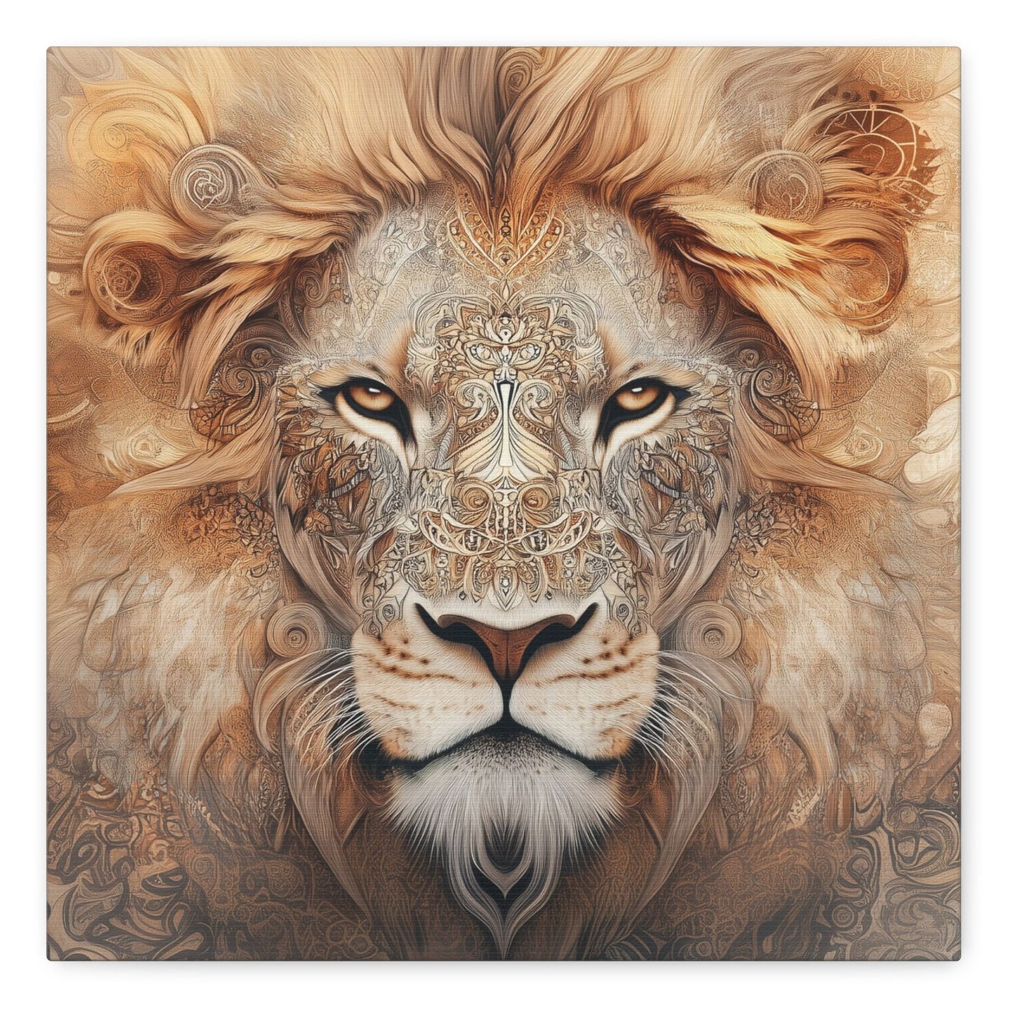 Boho Lion Portrait Wall Art_Matte Canvas with Stretched Frame (FREE SHIPPING)