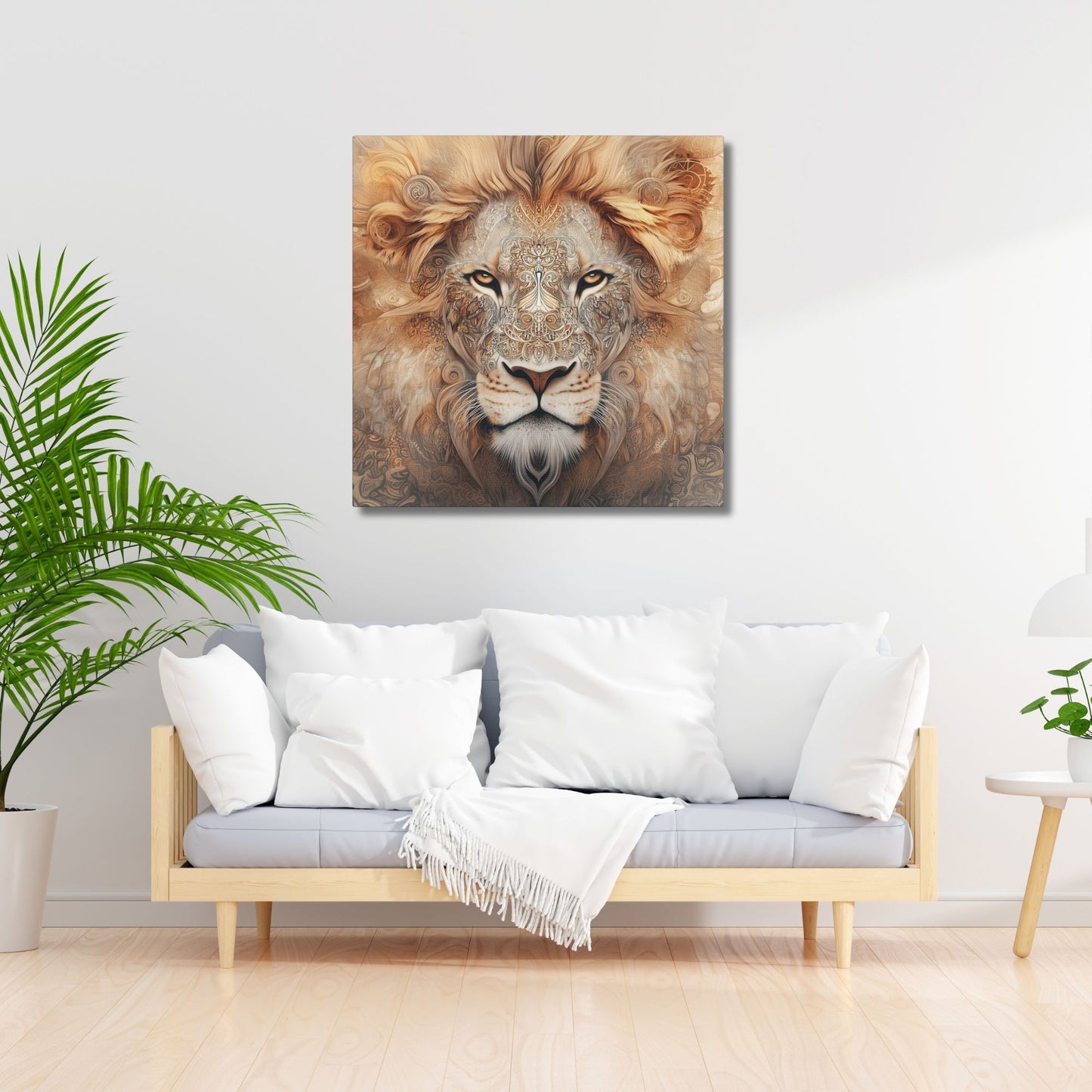 Boho Lion Portrait Wall Art_Matte Canvas with Stretched Frame (FREE SHIPPING)