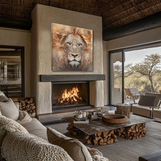 Boho Lion Portrait Wall Art_Matte Canvas with Stretched Frame (FREE SHIPPING)