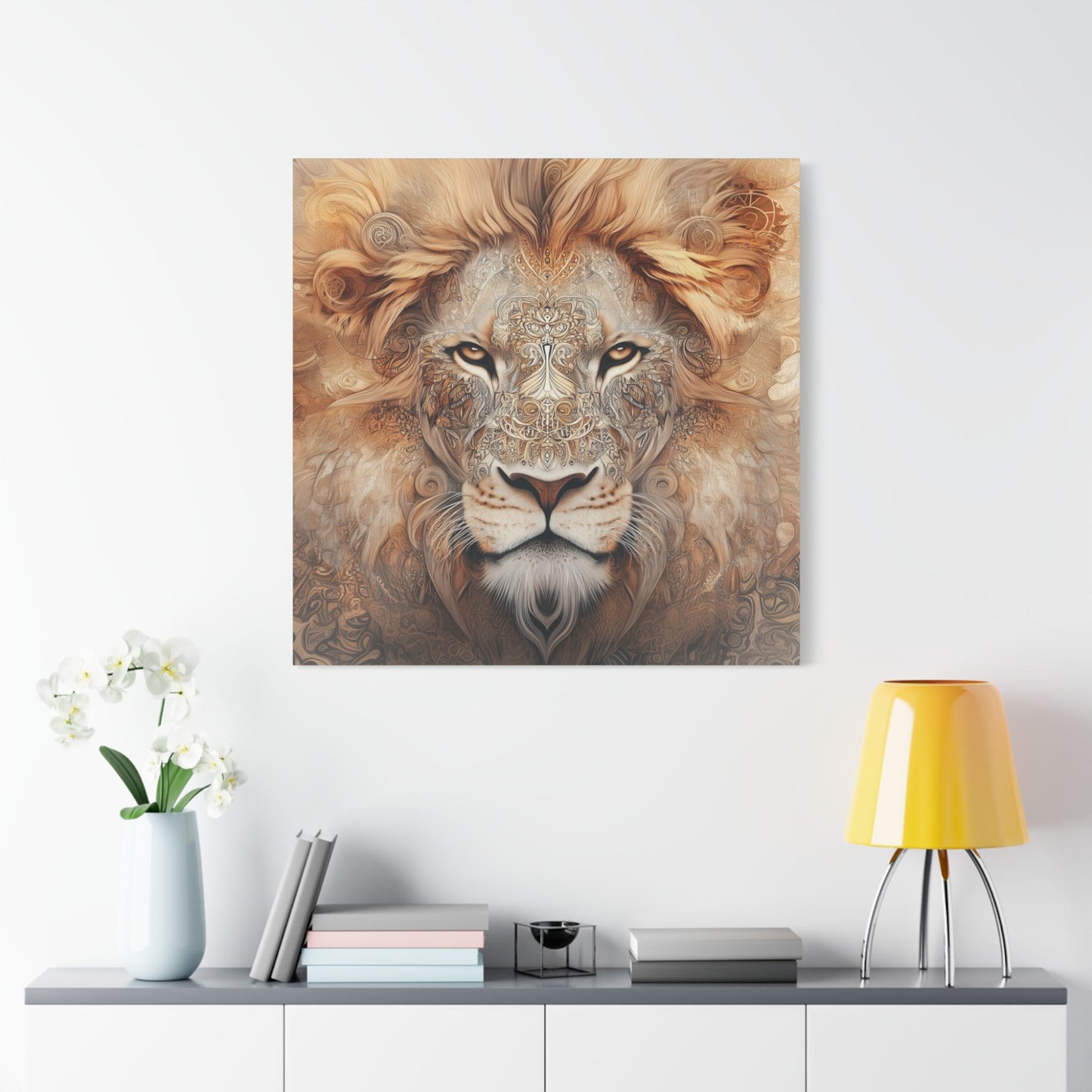 Boho Lion Portrait Wall Art_Matte Canvas with Stretched Frame (FREE SHIPPING)