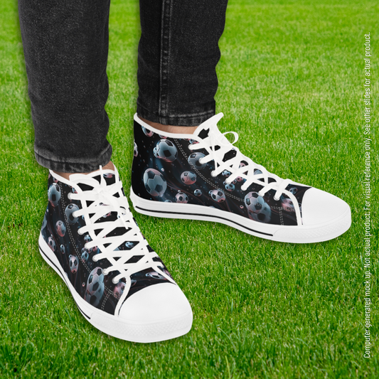 Soccer Balls Graphic High Top Sneakers_Close up